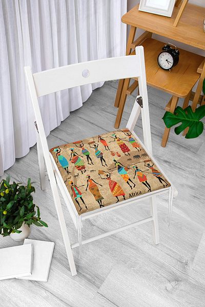 Realhomes African Ethnic Patterned Digital Printed Modern Zippered Chair Cushion