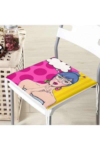 Realhomes Pop Art Digital Printed Chair Cushion with Zipper