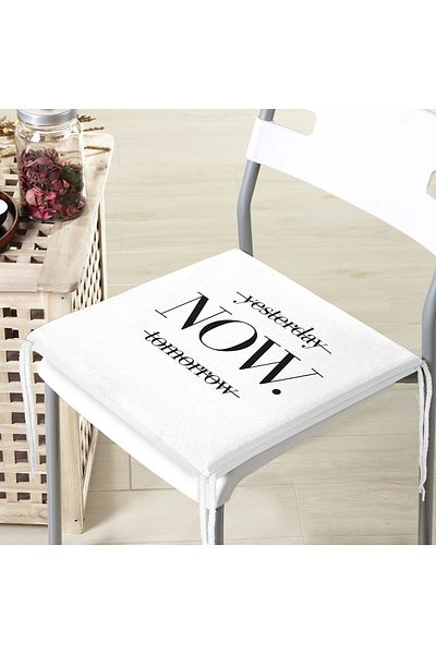 Realhomes Απόψε αύριο τώρα γραμμένο ψηφιακό τυπωμένο μαξιλάρι καρέκλας με φερμουάρ