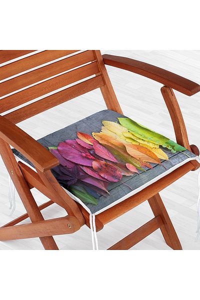 Realhomes Colorful Leaves Patterned Digital Printed Modern Zippered Chair Cushion