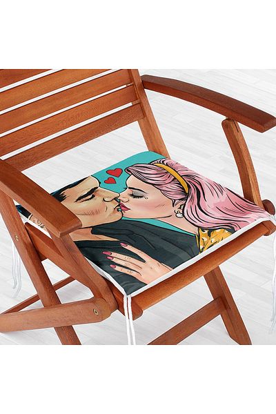 Realhomes Pop Art Illustrated Digital Printed Zippered Chair Cushion
