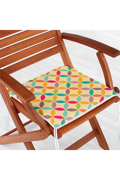 Realhomes Colorful Geometric Circular Motif Digital Printed Modern Zippered Chair Cushion