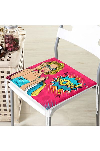 Realhomes Pink Pop Art Wow Design Zippered Chair Cushion