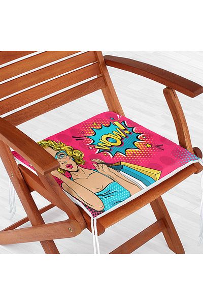 Realhomes Pink Pop Art Wow Design Zippered Chair Cushion