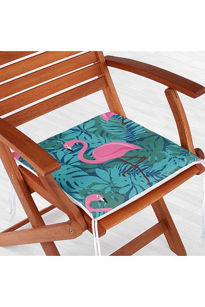 Realhomes Flamingo Patterned Digital Printed Zippered Chair Cushion