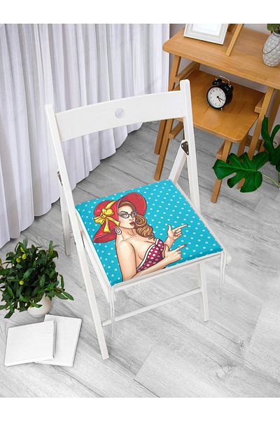 Realhomes Pop Art Illustrated Digital Printed Zippered Chair Cushion