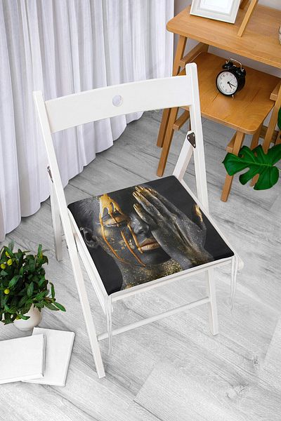 Realhomes 3D Modern Design Zippered Chair Cushion for African Women - Gold