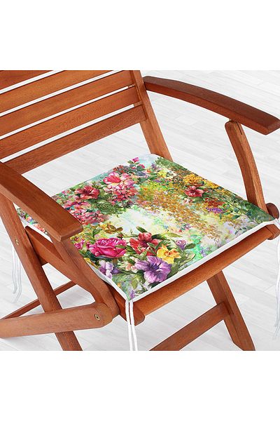 Realhomes Pernă pentru scaun cu fermoar, imprimată digital cu tematică florală