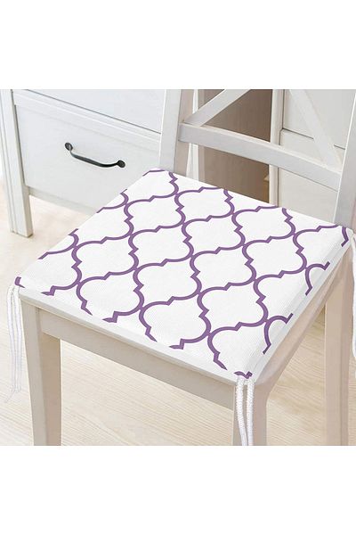 Realhomes Purple Colored Ogea Patterned Digital Printed Modern Zippered Chair Cushion