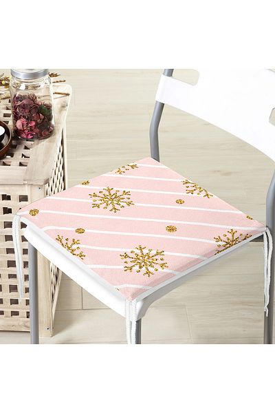 Realhomes Special Design Modern Zippered Chair Cushion with Snowflake Detail on Pink Background