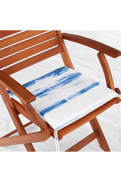 Realhomes Blue White Colored Digital Printed Modern Zippered Chair Cushion