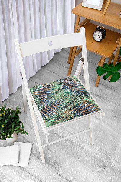 Realhomes Colorful Leaves Patterned Zippered Chair Cushion on Sack Floor