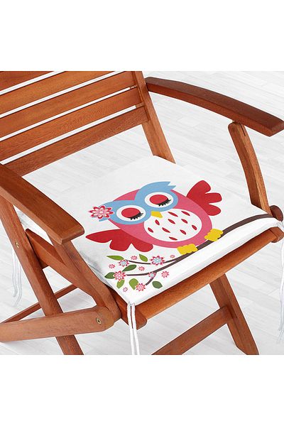 Realhomes Owl Patterned Decorati Square Zippered Chair Cushion