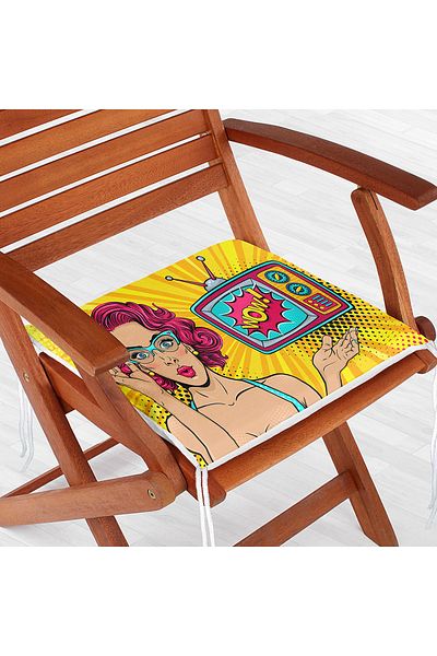 Realhomes Pop Art Wow Patterned Special Design Zippered Chair Cushion