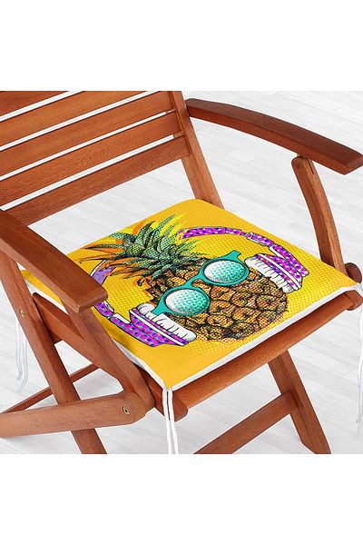 Realhomes Summer Pineapple Design Zippered Chair Cushion