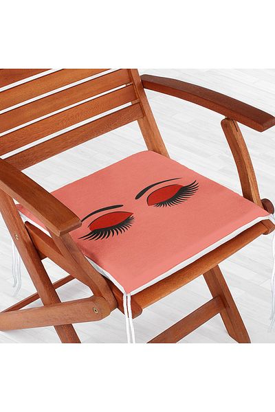 Realhomes Puppy Color Zippered Chair Cushion with Eyelash Motif on the Floor