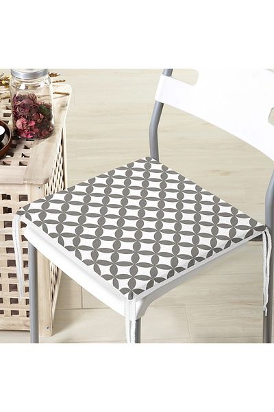 Realhomes Gray Circular Geometric Digital Printed Zippered Chair Cushion