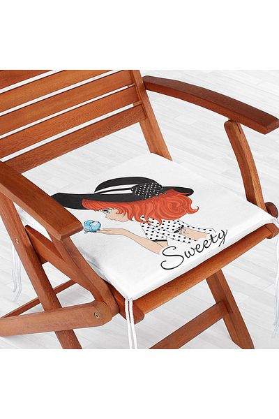 Realhomes Fashion Girl Digital Printed Modern Zippered Chair Cushion