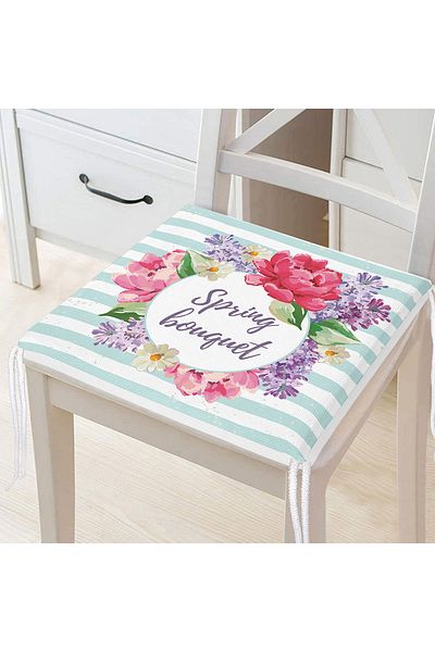 Realhomes Spring Bouquet Themed Modern Digital Printed Zippered Chair Cushion