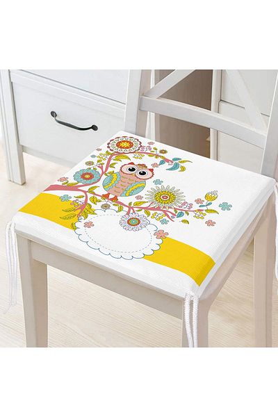 Realhomes Owl Patterned Digital Printed Modern Zippered Chair Cushion