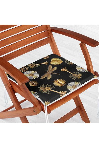 Realhomes Ethnic Objects on Black Background Specially Designed Zippered Chair Cushion