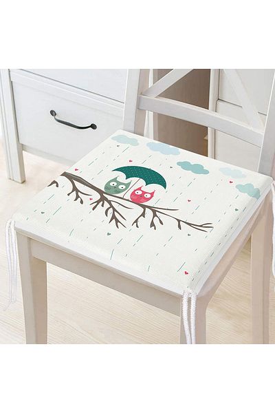 Realhomes Cute Owls Digital Printed Zippered Chair Cushion