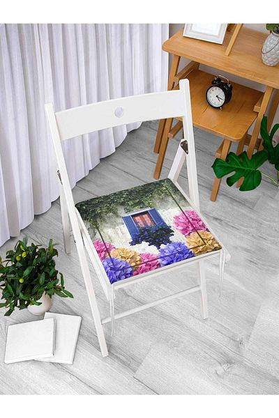 Realhomes Flower Window Digital Printed Modern Zippered Chair Cushion