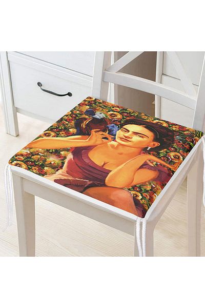 Realhomes Happiness Flowers Vintage Designed Digital Printed Zippered Chair Cushion