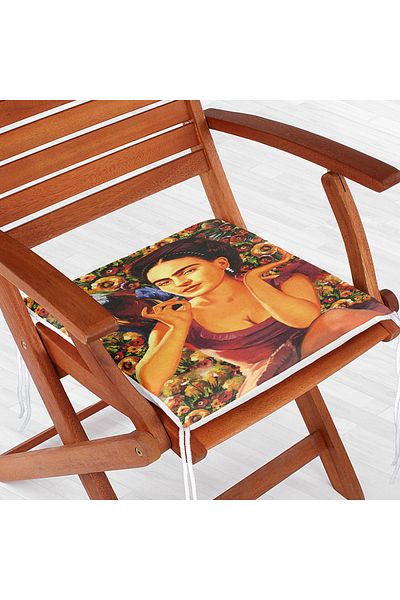 Realhomes Happiness Flowers Vintage Designed Digital Printed Zippered Chair Cushion