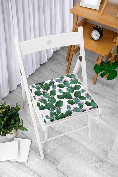 Realhomes Cactus Patterned Watercolor Colorful Modern Zippered Chair Cushion