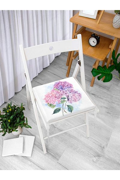 Realhomes Special Design Digital Printed Modern Zippered Chair Cushion with Hydrangea Flower Figure