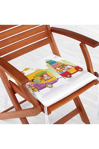 Realhomes Carvanda Cheerful Family Motif Digital Printed Modern Zippered Chair Cushion