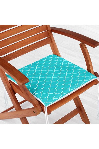 Realhomes Blue Geometric Sequin Patterned Digital Printed Zippered Chair Cushion