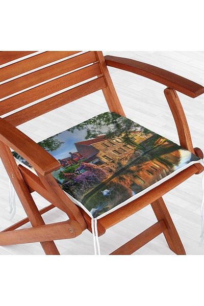 Realhomes Landscape Patterned Digital Printed Zippered Chair Cushion