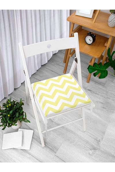 Realhomes Modern Zigzag Patterned Digital Printed Zippered Chair Cushion