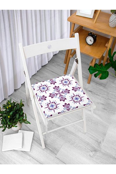Realhomes Colorful Flower Patterned Digital Printed Zippered Chair Cushion