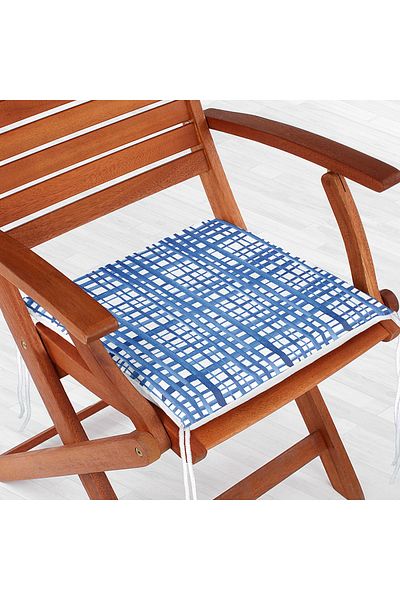 Realhomes Blue Lines Patterned Digital Printed Zippered Chair Cushion