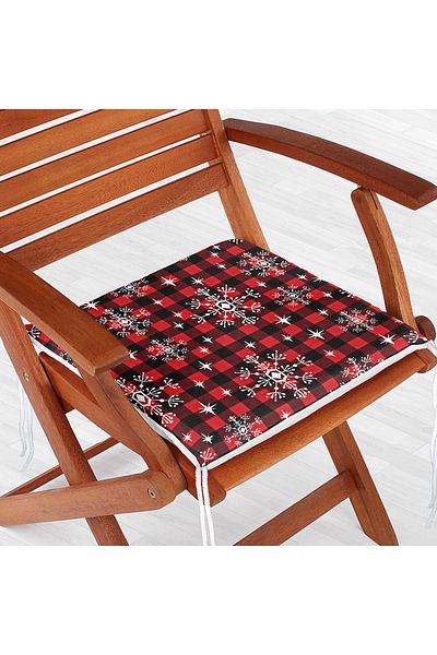 Realhomes Black and White Plaid Patterned Gold Gilded Zippered Chair Cushion