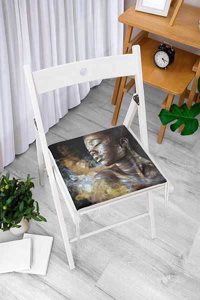 Realhomes African Woman Ethnic Patterned Digital Printed Zippered Chair Cushion