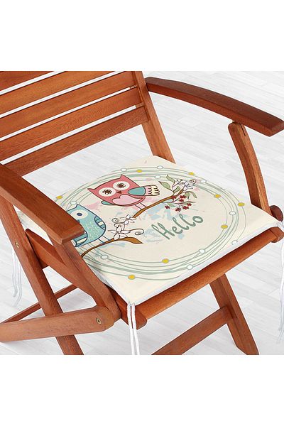 Realhomes Owl Patterned Digital Printed Zippered Chair Cushion