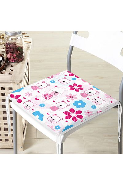 Realhomes Cute Teddy Bear Motif Digital Printed Special Design Modern Zippered Chair Cushion