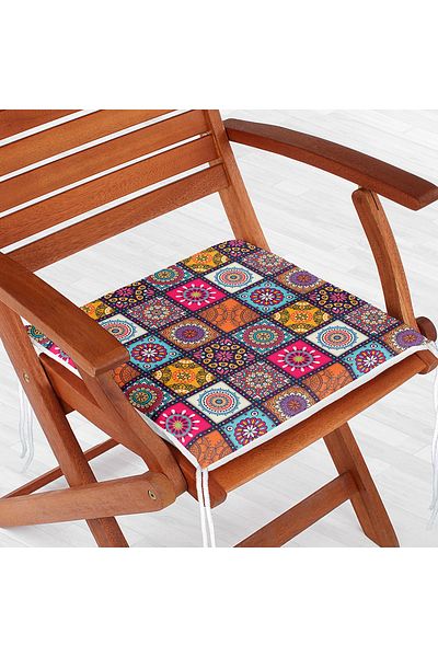 Realhomes Checkered Ethnic Patterned Special Design Modern Zippered Chair Cushion