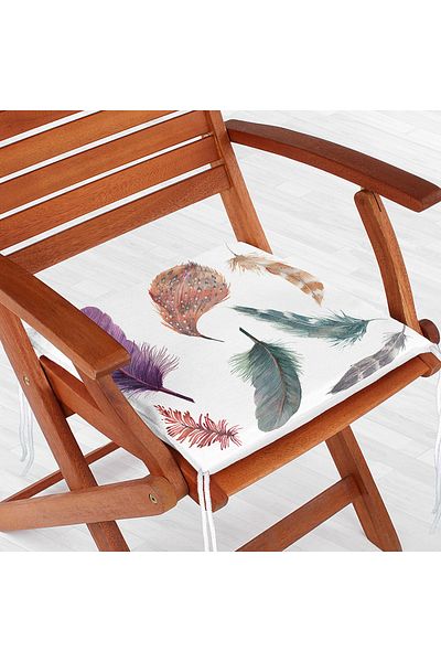 Realhomes Digital Printed Zippered Chair Cushion with Feather Picture