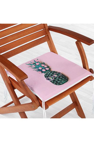 Realhomes 3D Pineapple Themed Modern Zippered Chair Cushion on Pink Background