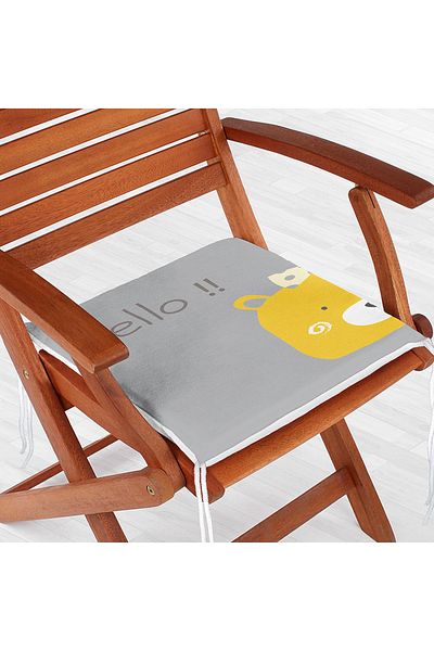 Realhomes Ursuleț galben pe podea gri Hello Motif Camera copiilor Pernă pentru scaun cu fermoar