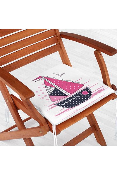 Realhomes Children's Room Ship Patterned Digital Printed Zippered Chair Cushion