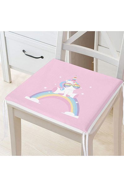 Realhomes Scaun Copii Roz cu Design Unicorn - Perna cu Fermoar