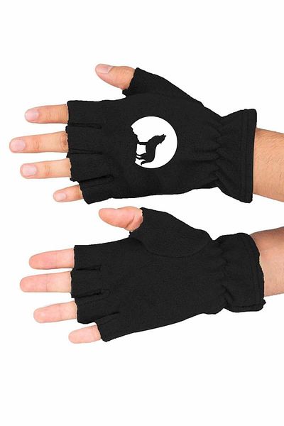 Tasarım Dünyam Χειμερινά Cutout Fleece Gloves - Calling Wolf Printed, Bll817