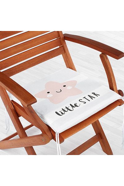 Realhomes Little Star Written Star Patterned Special Designed Children's Room Zippered Chair Cushion