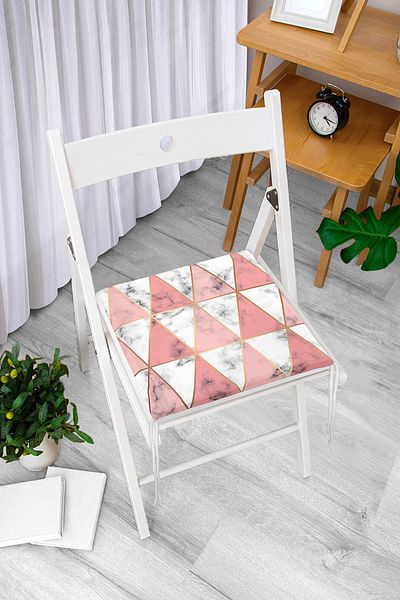 Realhomes Geometric Triangle Shaped Marble Pattern Zippered Chair Cushion
